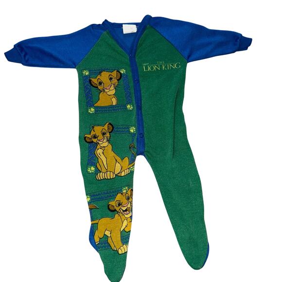 Vintage 90s Lion King Simba infant one piece footed sleeper size 0-3 months - Picture 1 of 9